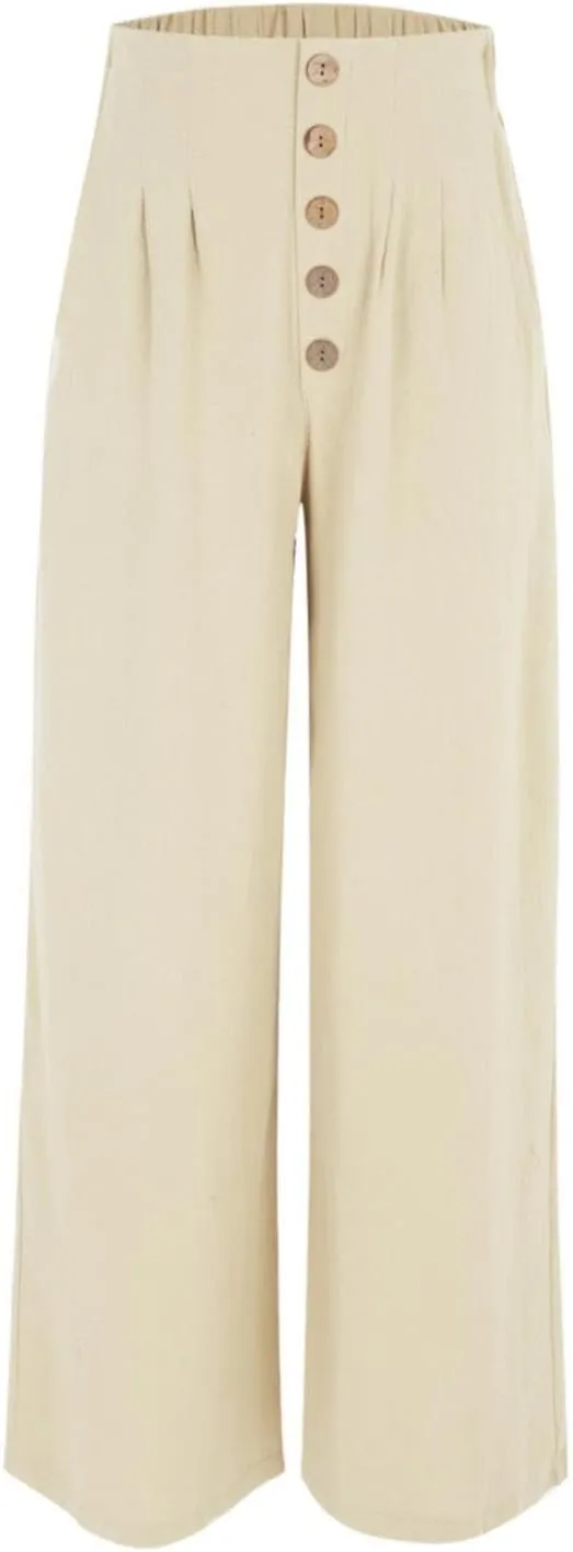 Boho Clothes for Women Buckle Pants with Elegant Pockets and Casual Wide Leg Fashion Plus Size Linen Pants for Women
