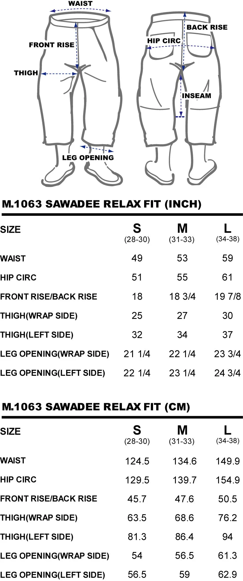 BZEN M.1063 SAWADEE-CB RELAX FIT UNISEX ANKLE LENGTH COLOR BLOCK THAI FISHERMEN 4 POCKET DENIM WRAP PANT-11OZ-E0 INDIGO