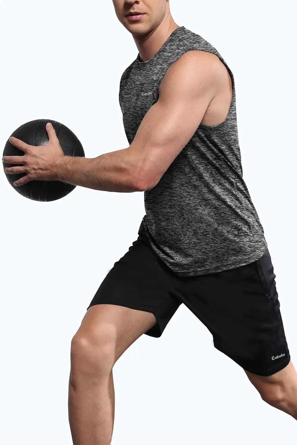 Cakulo Men's Workout Swim Sleeveless Shirts Quick Dry Beach Pool Tech Running Athletic Exercise Muscle Tank Top Big and Tall