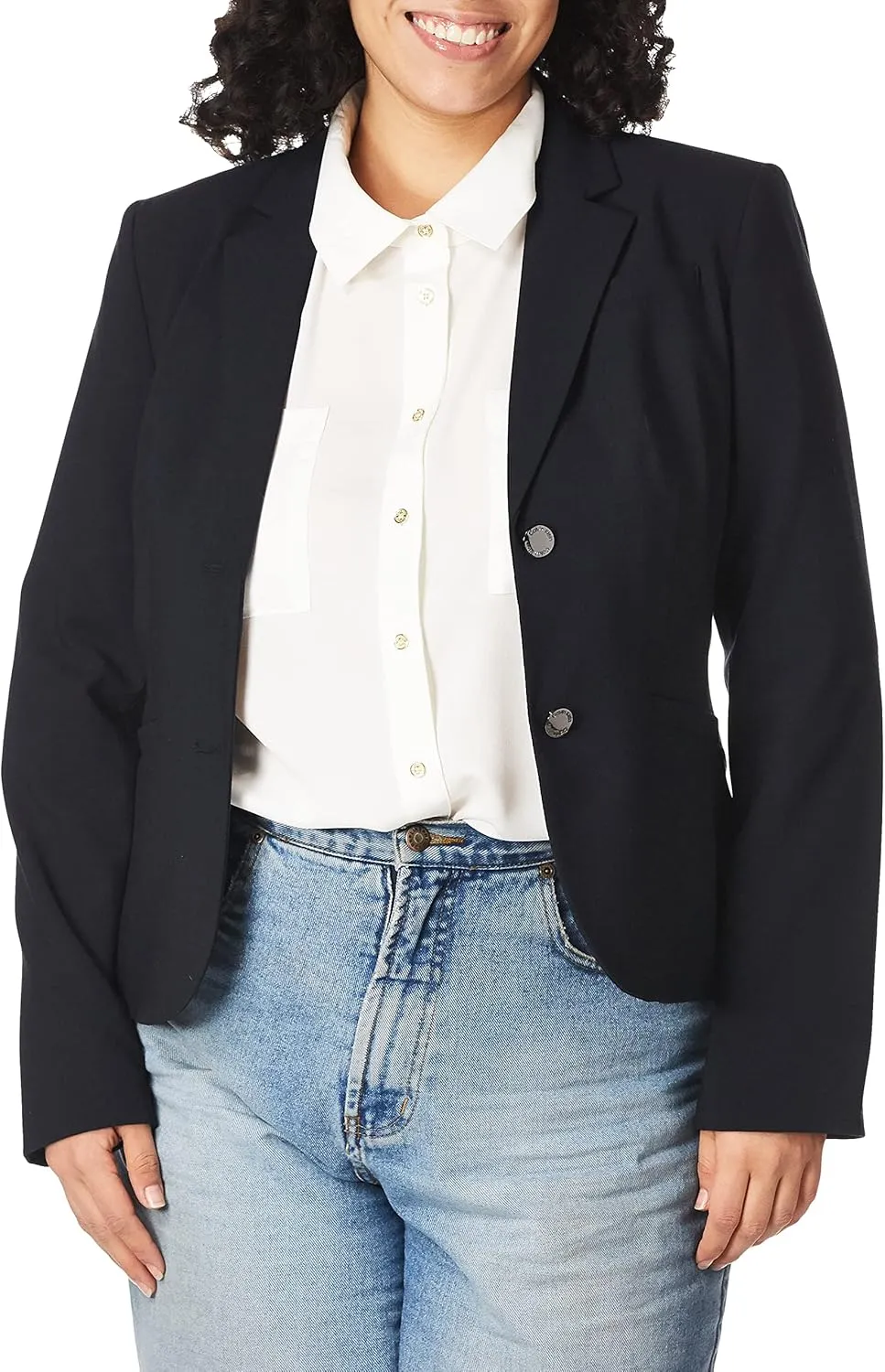 Calvin Klein Women's Two Button Lux Blazer (Petite, Standard, & Plus)