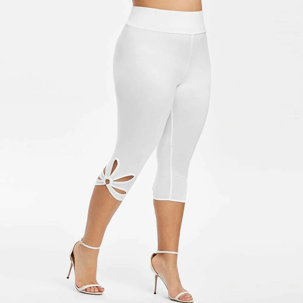 Capri Leggings for Women Summer Tummy Control High Waist Hollow Out Capris Leggings Stretchy Workout Yoga Pants