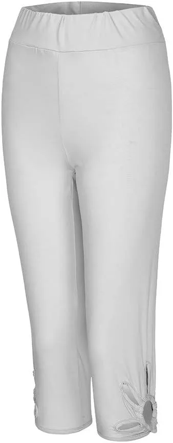 Capri Leggings for Women Summer Tummy Control High Waist Hollow Out Capris Leggings Stretchy Workout Yoga Pants