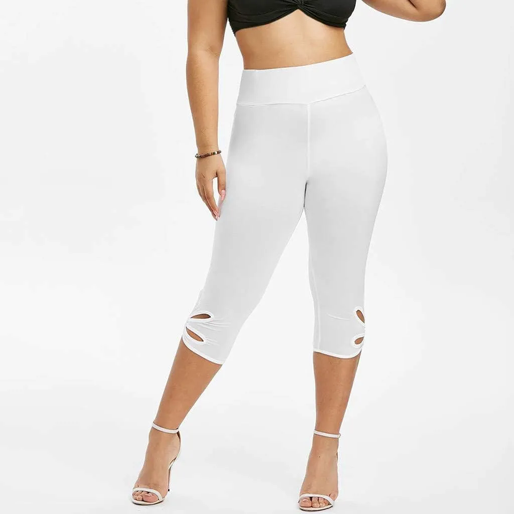 Capri Leggings for Women Summer Tummy Control High Waist Hollow Out Capris Leggings Stretchy Workout Yoga Pants