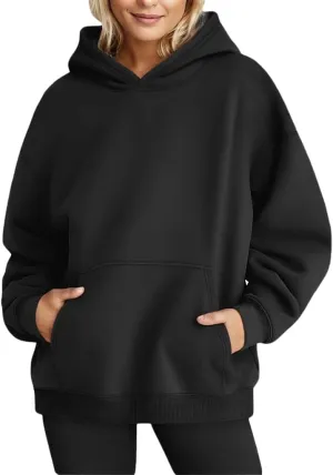 Chaos World Women's Long Sleeve Oversized Pullover Solid Color Y2K Hoodie Fall Winter Sweatshirt with Pocket
