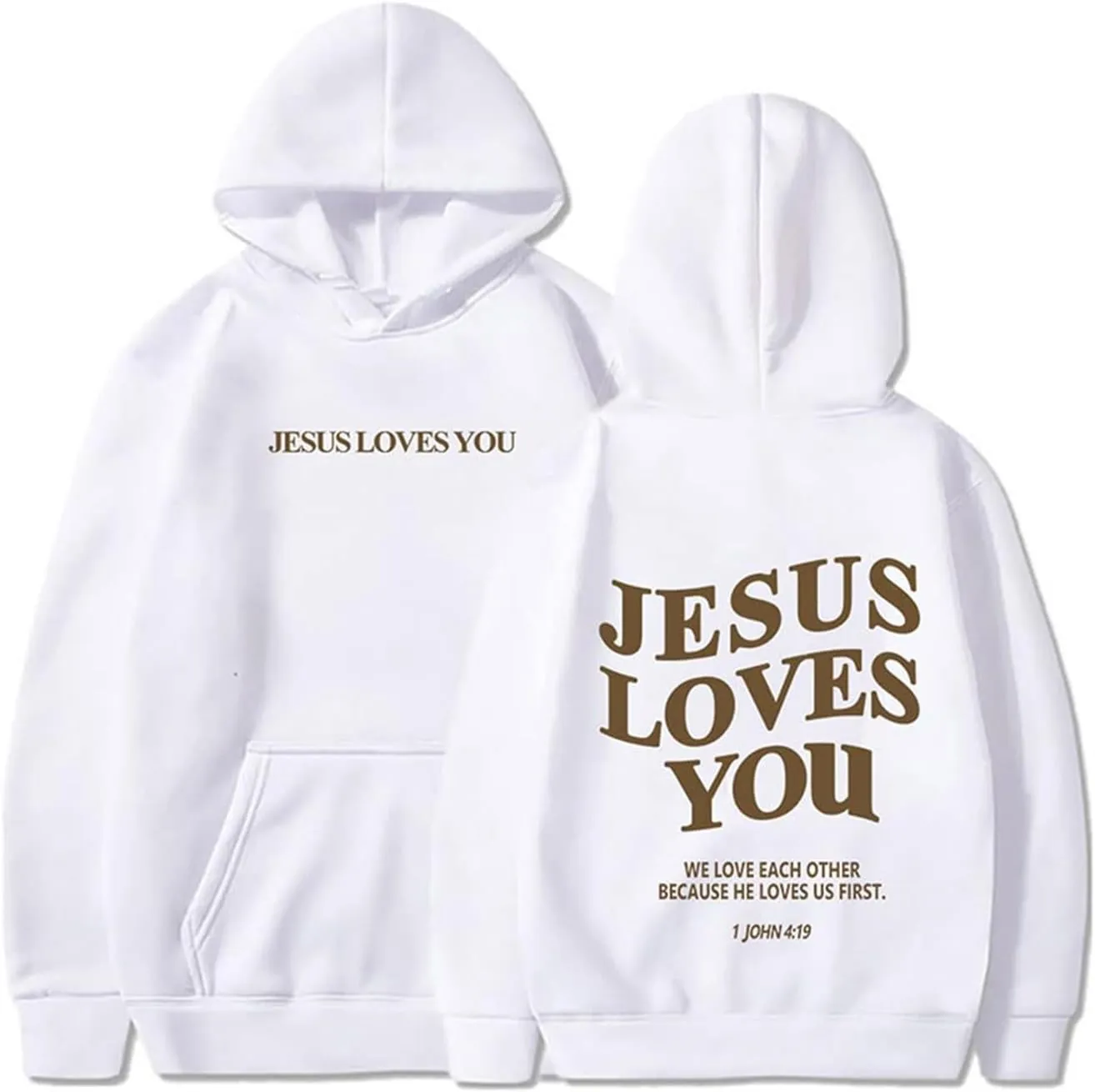 Christian Hoodies for Women Bible Verse Jesus Loves You Letter Graphic Oversized Long Sleeve Pockets Drawstring Sweatshirts