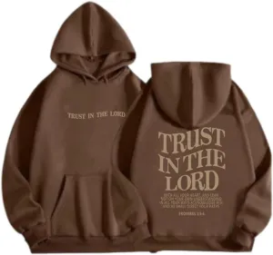 Christian Sweatshirts For Women Trust In The Lord Jesus Hoodies Faith Bible Verse Long Sleeve Oversized Hoodies