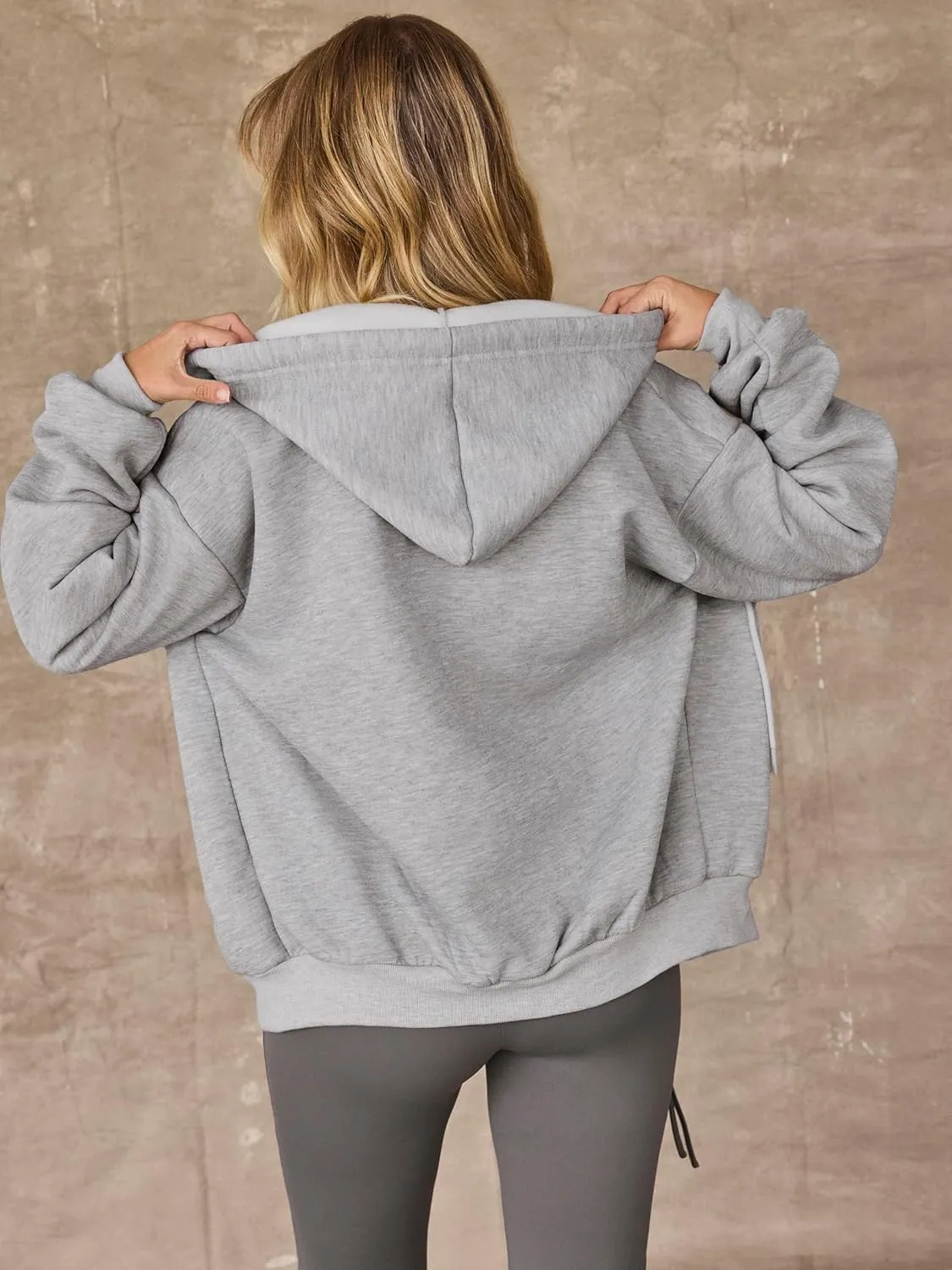 CIDER Womens Oversized Zip Up Hoodies Casual Long Sleeve Sweatshirt with Pockets