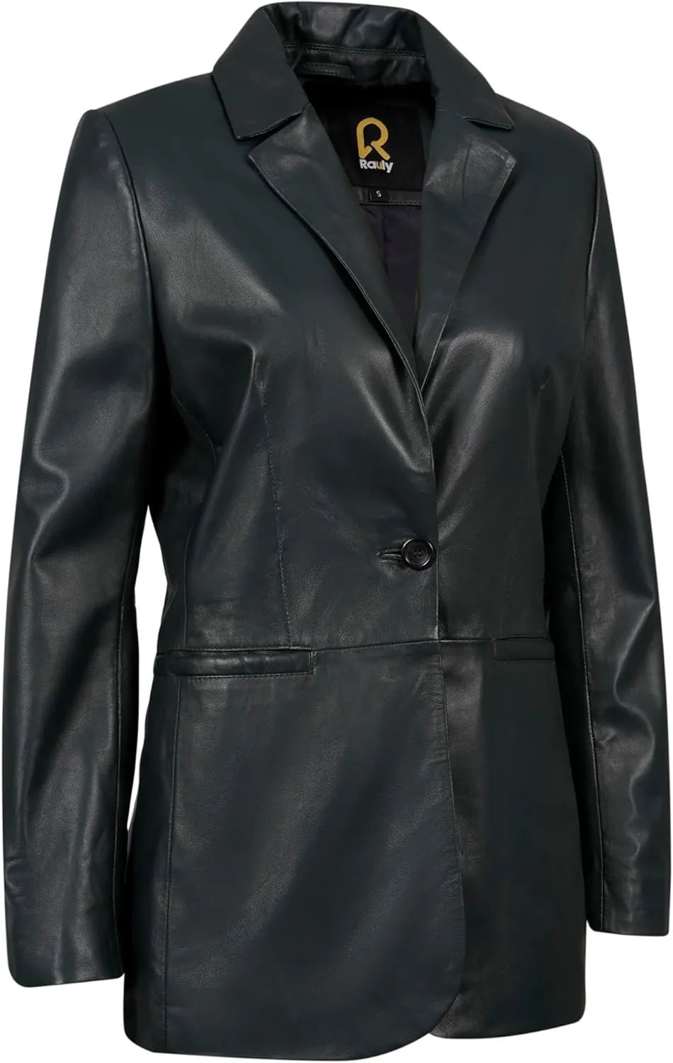 Classic 2-Button Lambskin Leather Blazer Women - Casual Coat Long Sleeves Suit Style Real Leather Jacket for Women