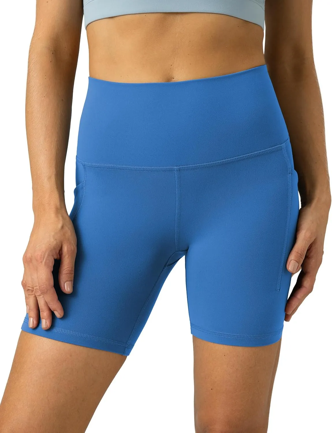 Colorfulkoala Women's Dreamlux Biker Shorts with Pockets 6" Inseam High Waisted Workout Gym Yoga Shorts
