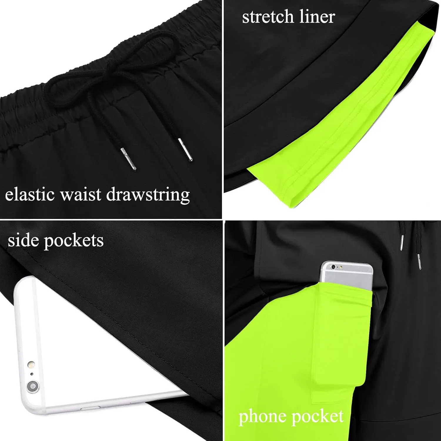 COOFANDY Men's 2 Pack Running Shorts 2 in 1 Workout Shorts Quick Dry Gym Training Athletic Jogger with Phone Pockets