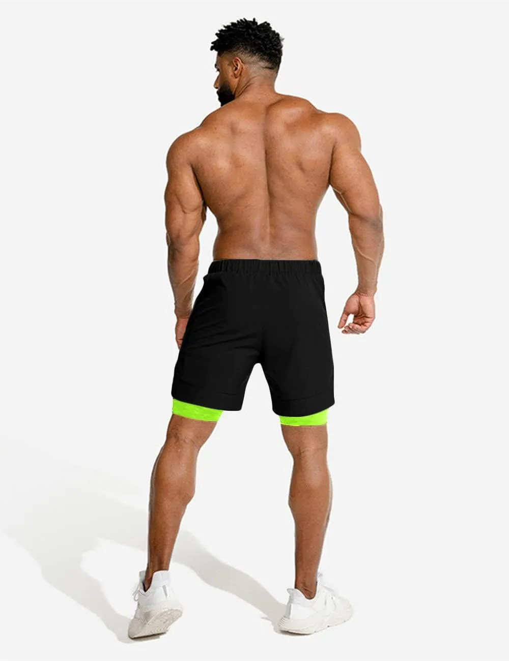 COOFANDY Men's 2 Pack Running Shorts 2 in 1 Workout Shorts Quick Dry Gym Training Athletic Jogger with Phone Pockets