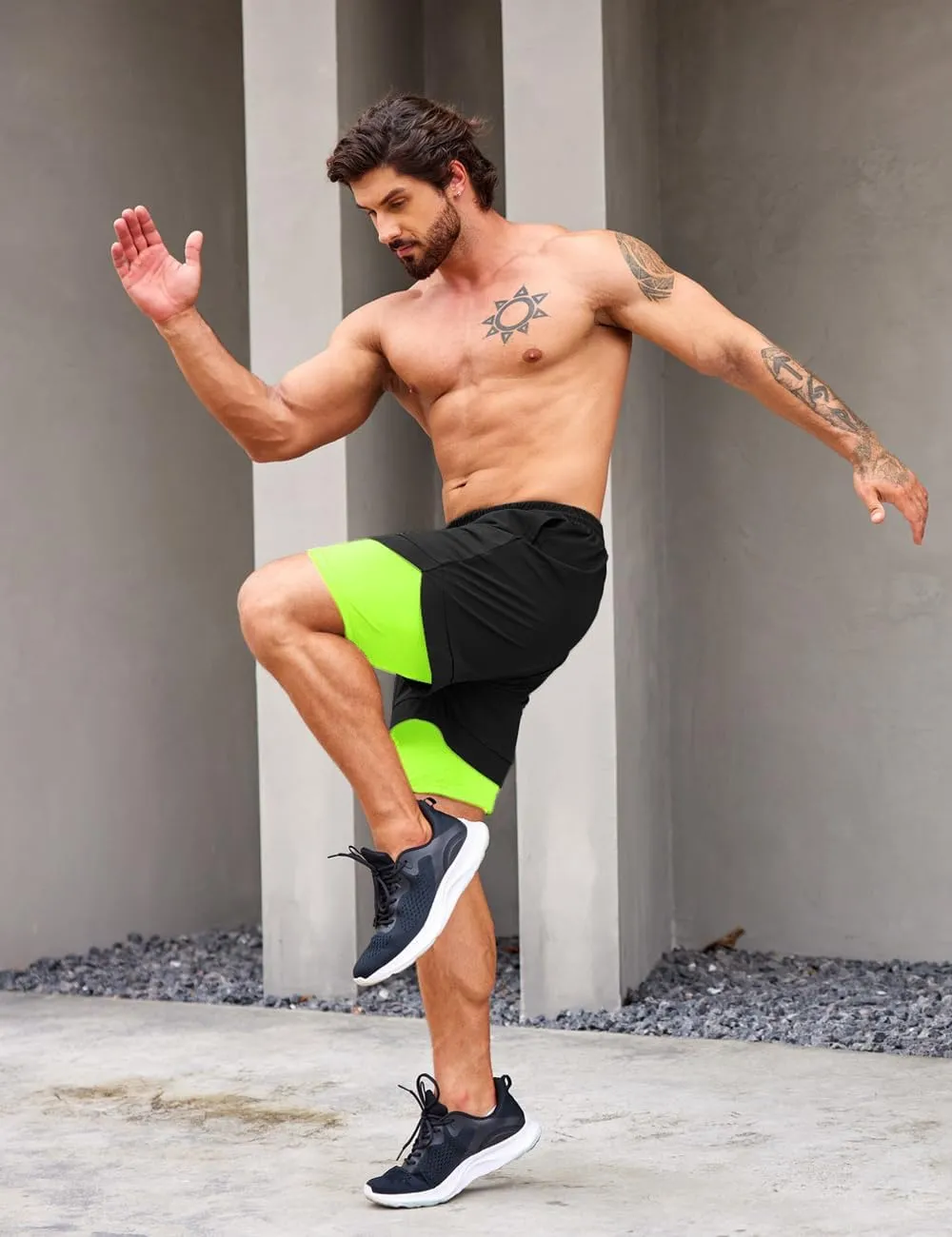 COOFANDY Men's 2 Pack Running Shorts 2 in 1 Workout Shorts Quick Dry Gym Training Athletic Jogger with Phone Pockets