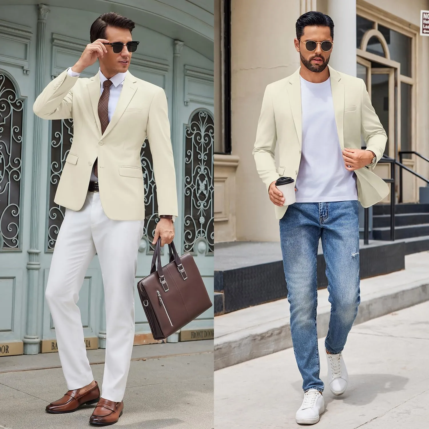 COOFANDY Men's Casual Blazer Lightweight Sport Coats Two Buttons Slim Fit Suit Jacket for Business Wedding Dress