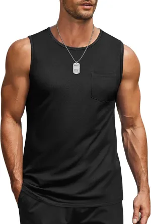 COOFANDY Men's Casual Tank Tops Quick Dry Sleeveless Shirts Cotton Pique Summer Shirt 2 Pack Muscle Tee