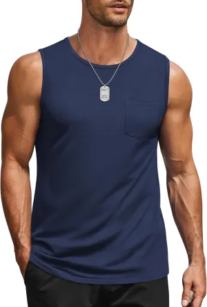 COOFANDY Men's Casual Tank Tops Quick Dry Sleeveless Shirts Cotton Pique Summer Shirt 2 Pack Muscle Tee