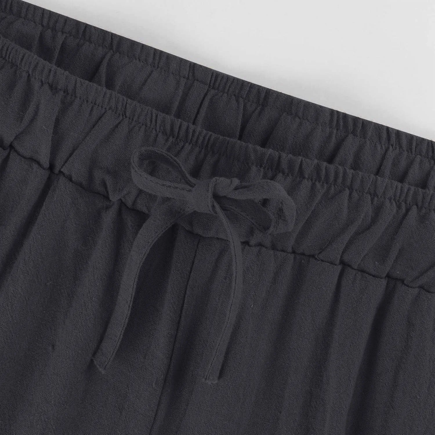 Cotton Linen Pants Women Summer Drawstring High Waisted Palazzo Casual Pants Straight Leg Beach Lightweight Lounge