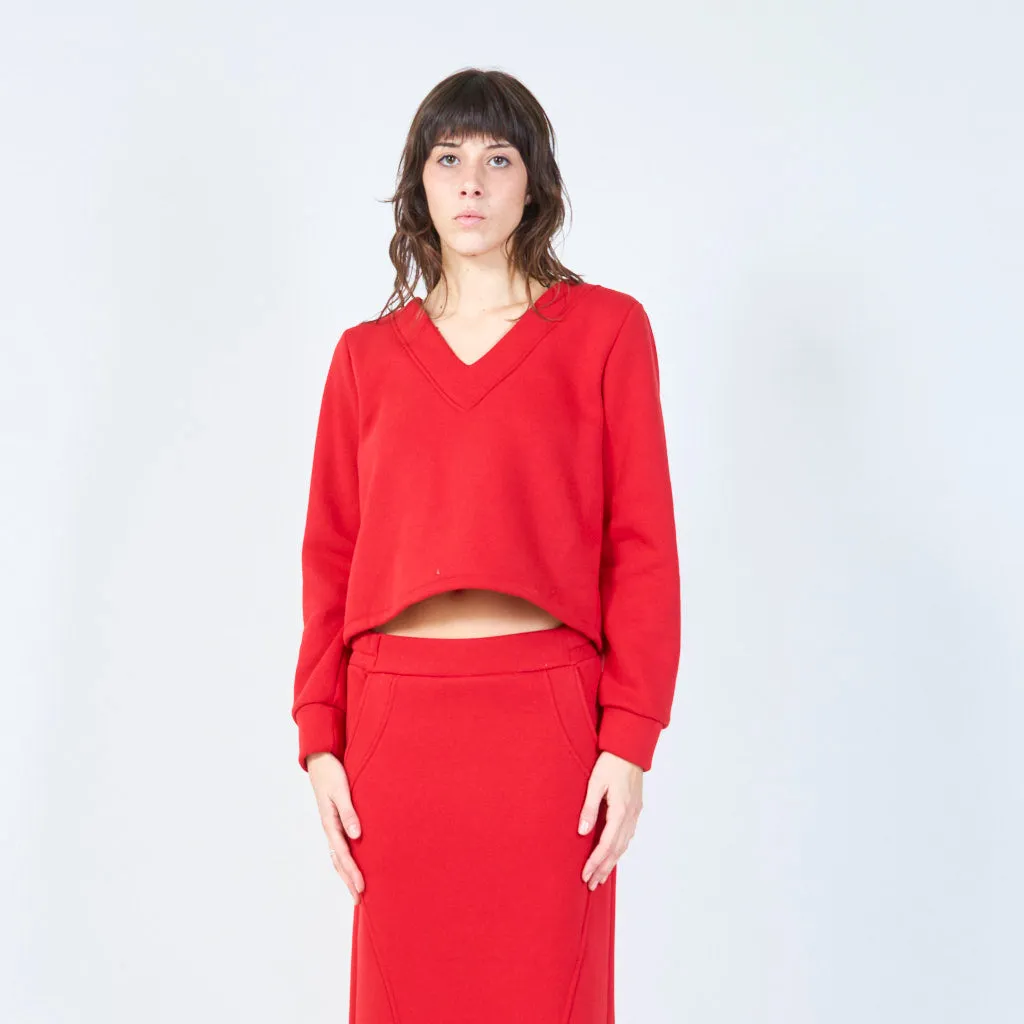 Cropped V-neck pullover wholesale