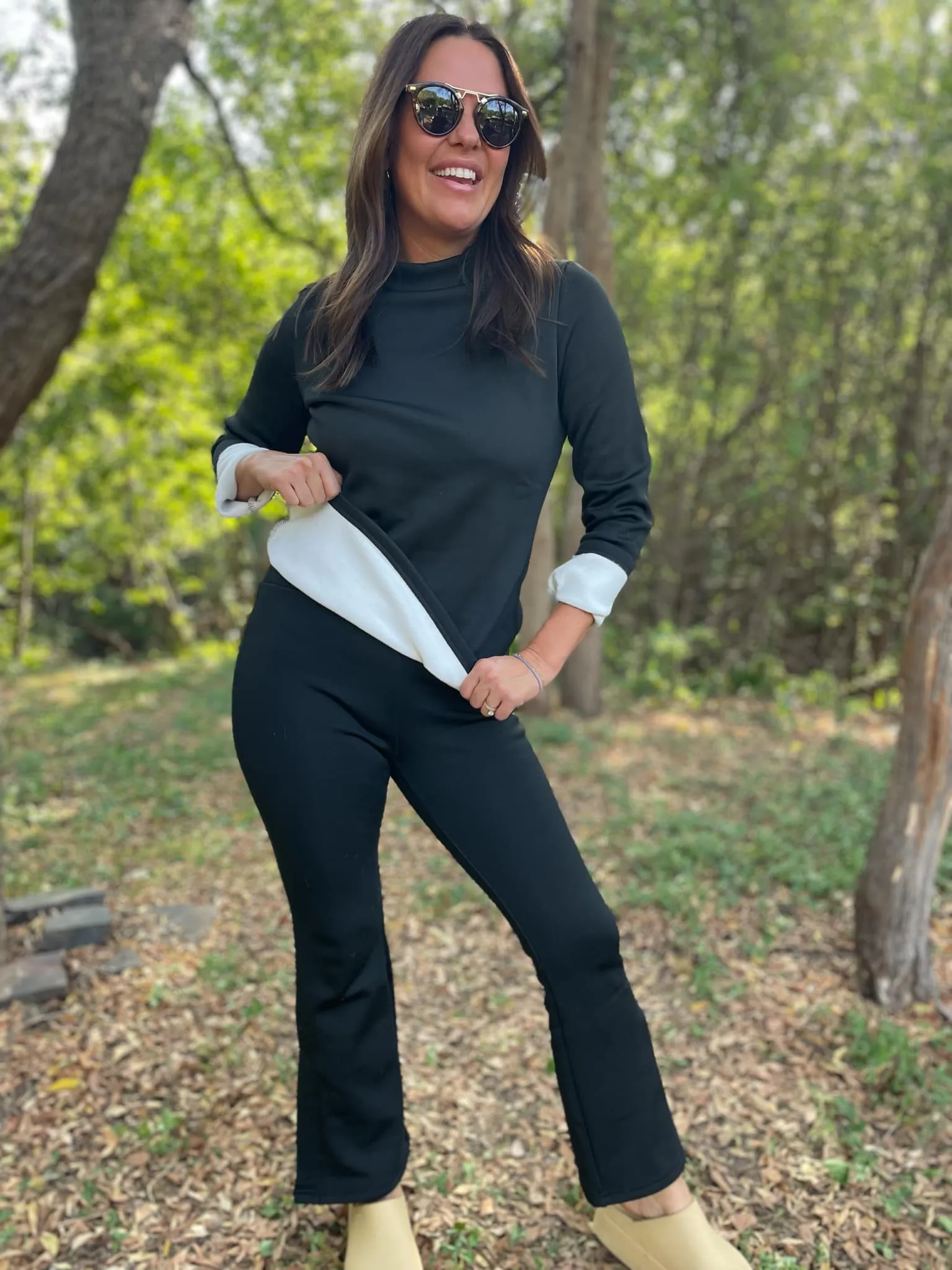 Cuddle Up Fleece Lined Top in Black