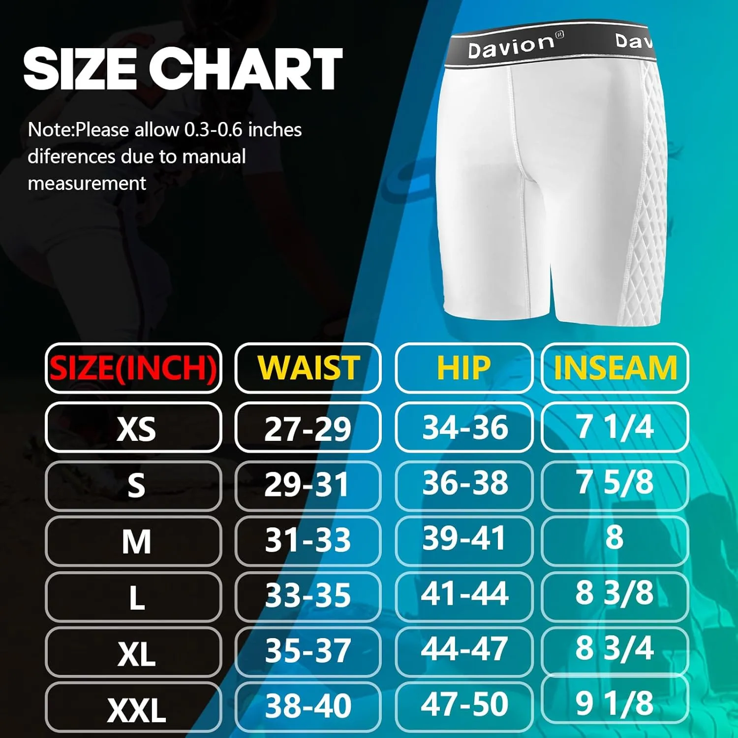 Davion Women Softball Sliding Shorts,Spandex Shorts for Yoga Baseball Football Lacrosse Hockey Running Gym