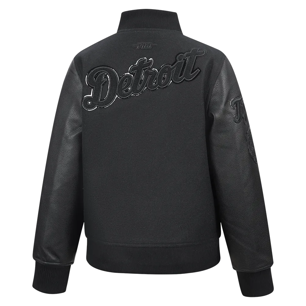 DETROIT TIGERS TRIPLE BLACK BIG BOYS WOOL VARSITY JACKET (JET BLACK)