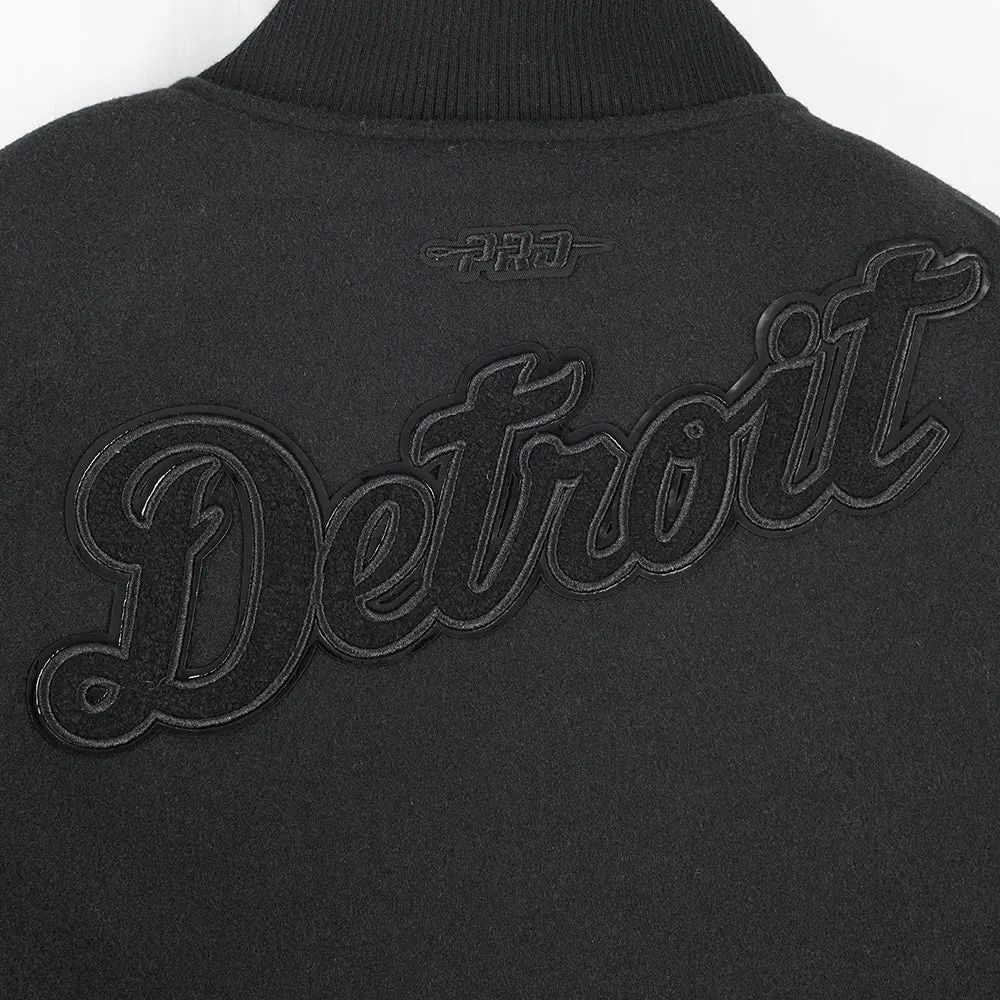 DETROIT TIGERS TRIPLE BLACK BIG BOYS WOOL VARSITY JACKET (JET BLACK)