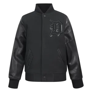 DETROIT TIGERS TRIPLE BLACK BIG BOYS WOOL VARSITY JACKET (JET BLACK)