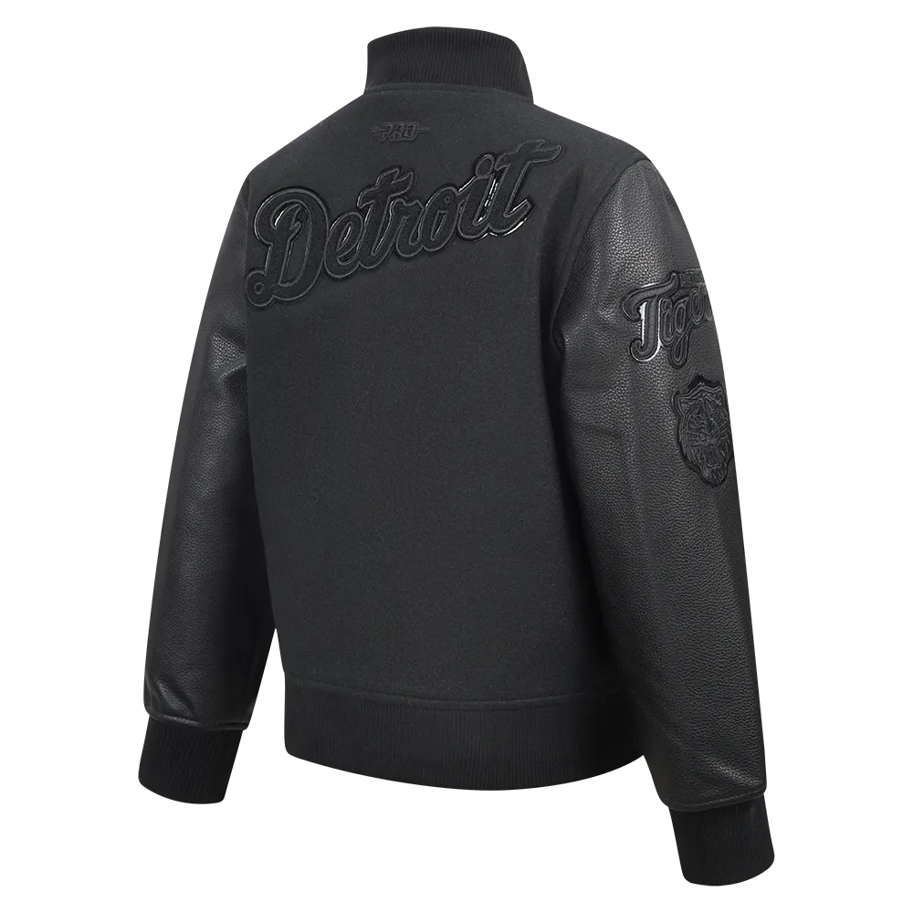 DETROIT TIGERS TRIPLE BLACK BIG BOYS WOOL VARSITY JACKET (JET BLACK)