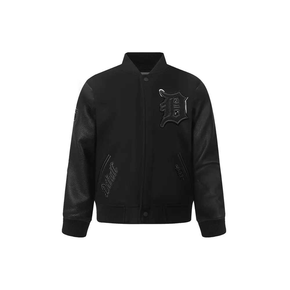 DETROIT TIGERS TRIPLE BLACK LITTLE BOYS WOOL VARSITY JACKET (JET BLACK)