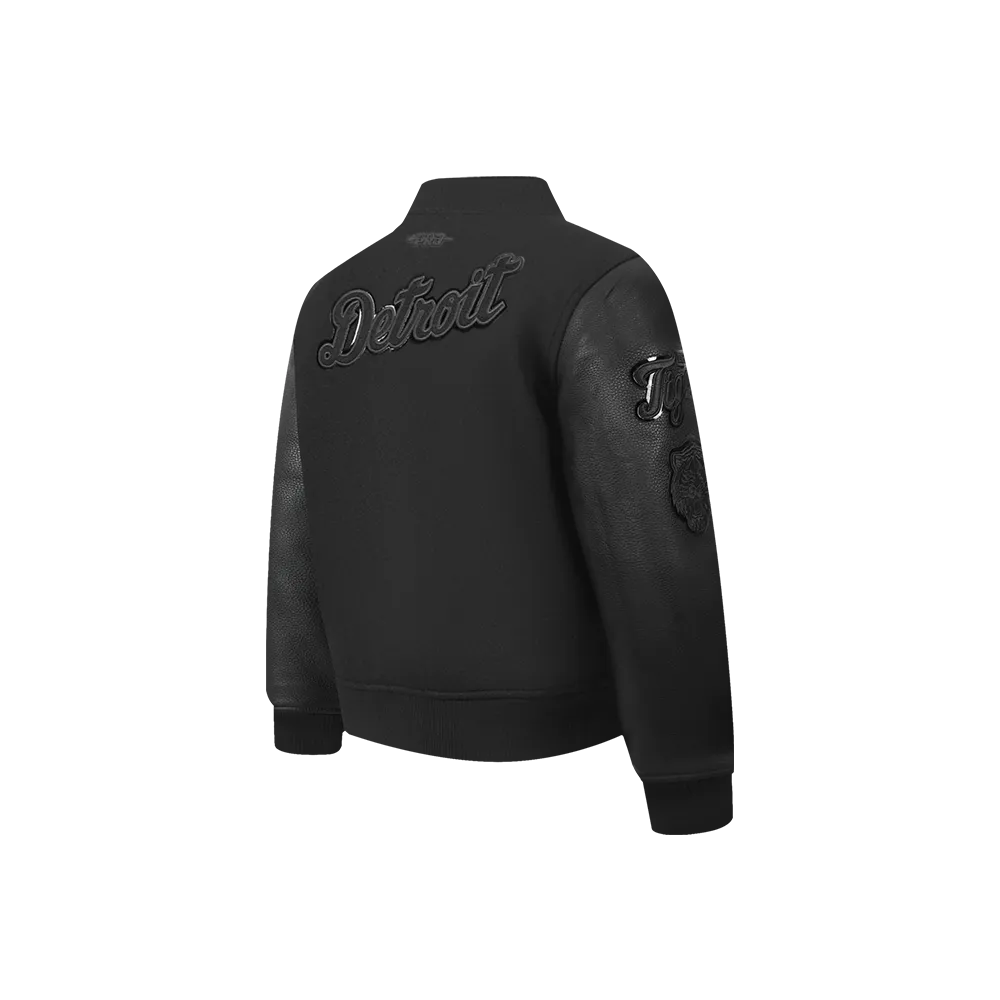 DETROIT TIGERS TRIPLE BLACK TODDLER BOYS WOOL VARSITY JACKET (JET BLACK)