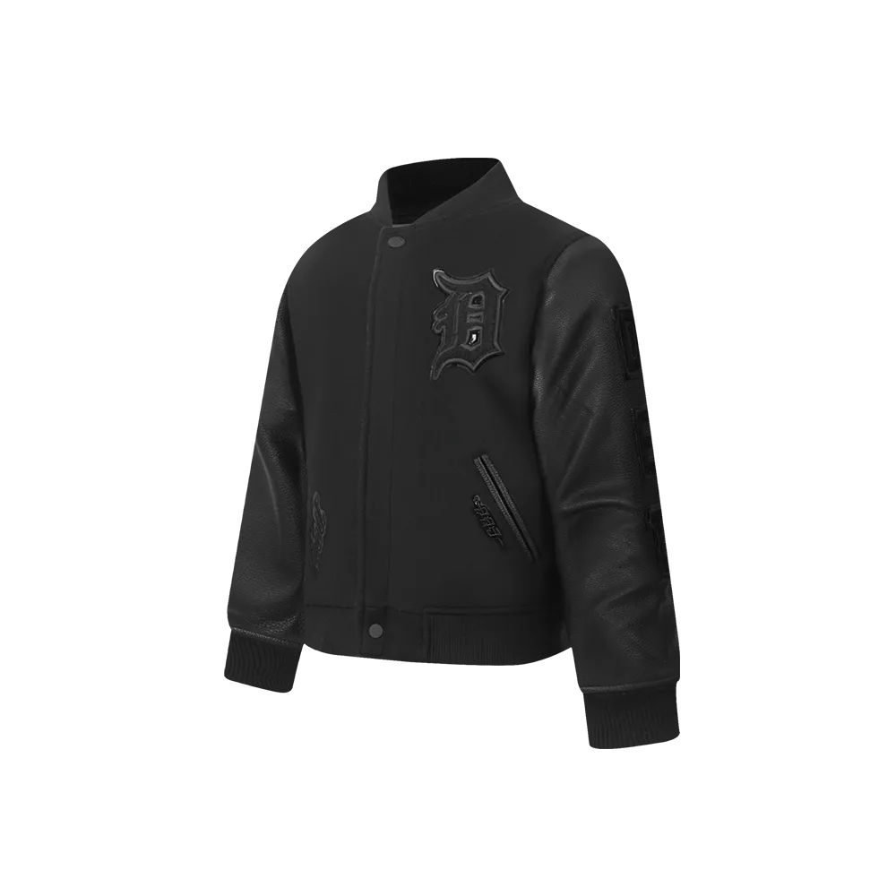 DETROIT TIGERS TRIPLE BLACK TODDLER BOYS WOOL VARSITY JACKET (JET BLACK)