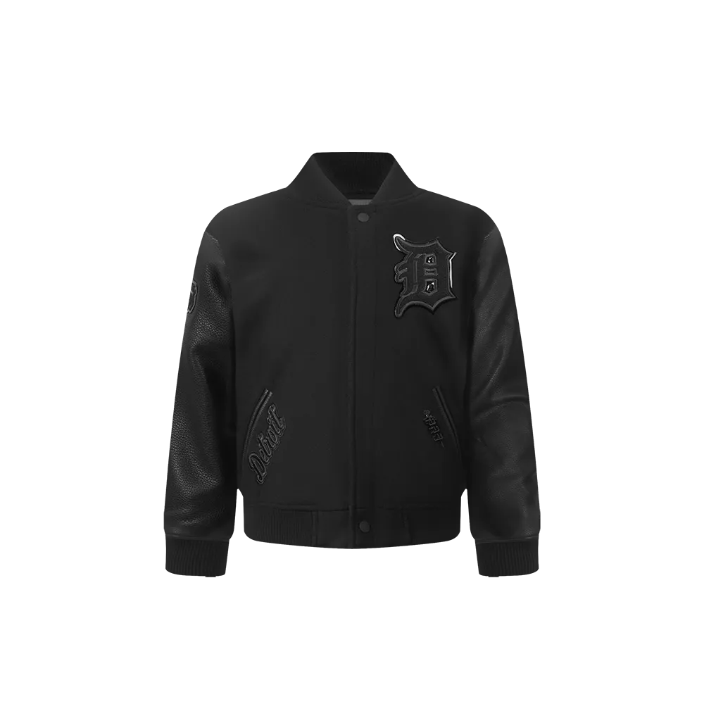DETROIT TIGERS TRIPLE BLACK TODDLER BOYS WOOL VARSITY JACKET (JET BLACK)