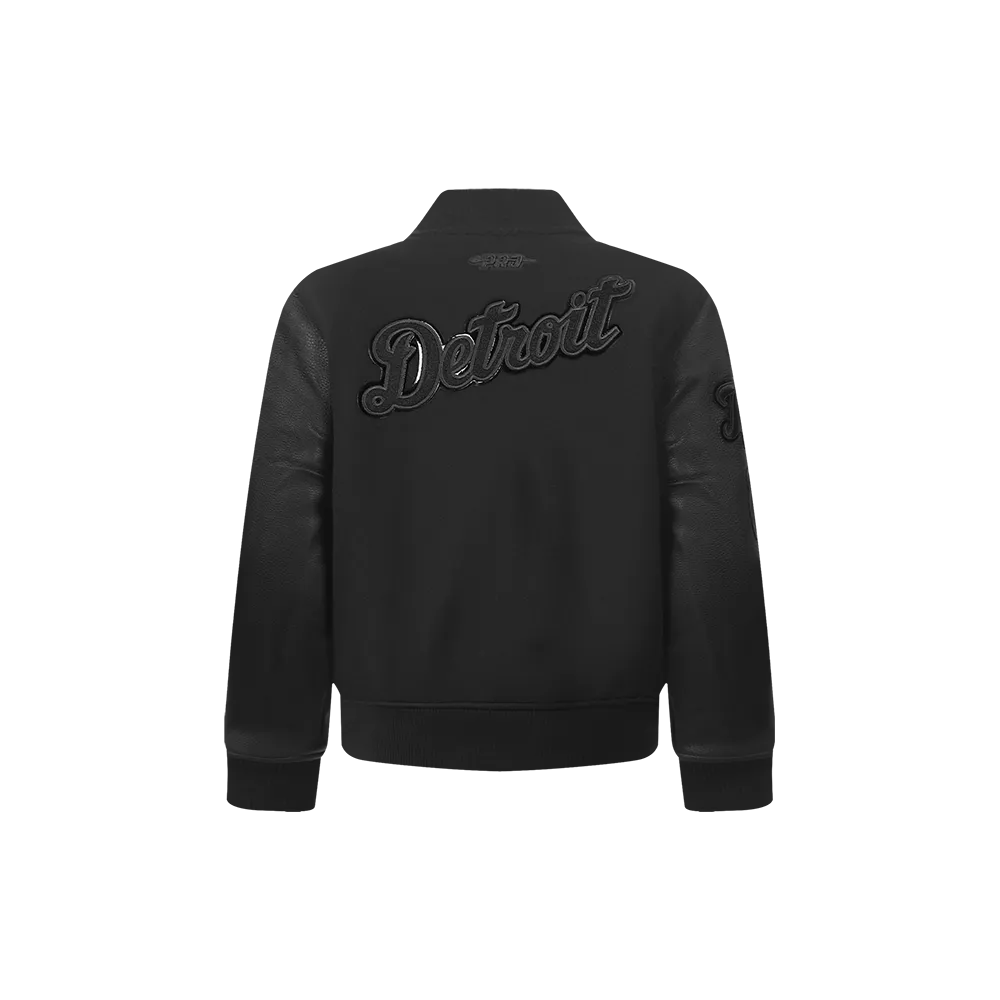 DETROIT TIGERS TRIPLE BLACK TODDLER BOYS WOOL VARSITY JACKET (JET BLACK)