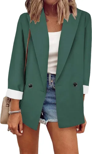 DIACACY Womens Cropped Formal Open Front Blazers Suit Long Sleeve Comfy Blazers Jacket Cardigan