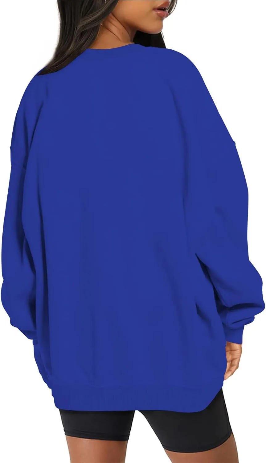 DOLKFU Women Oversized Crewneck Sweatshirts Solid Basic Pullover Sweater Long Sleeve Hoodie Winter Y2K Ouffits Clothes