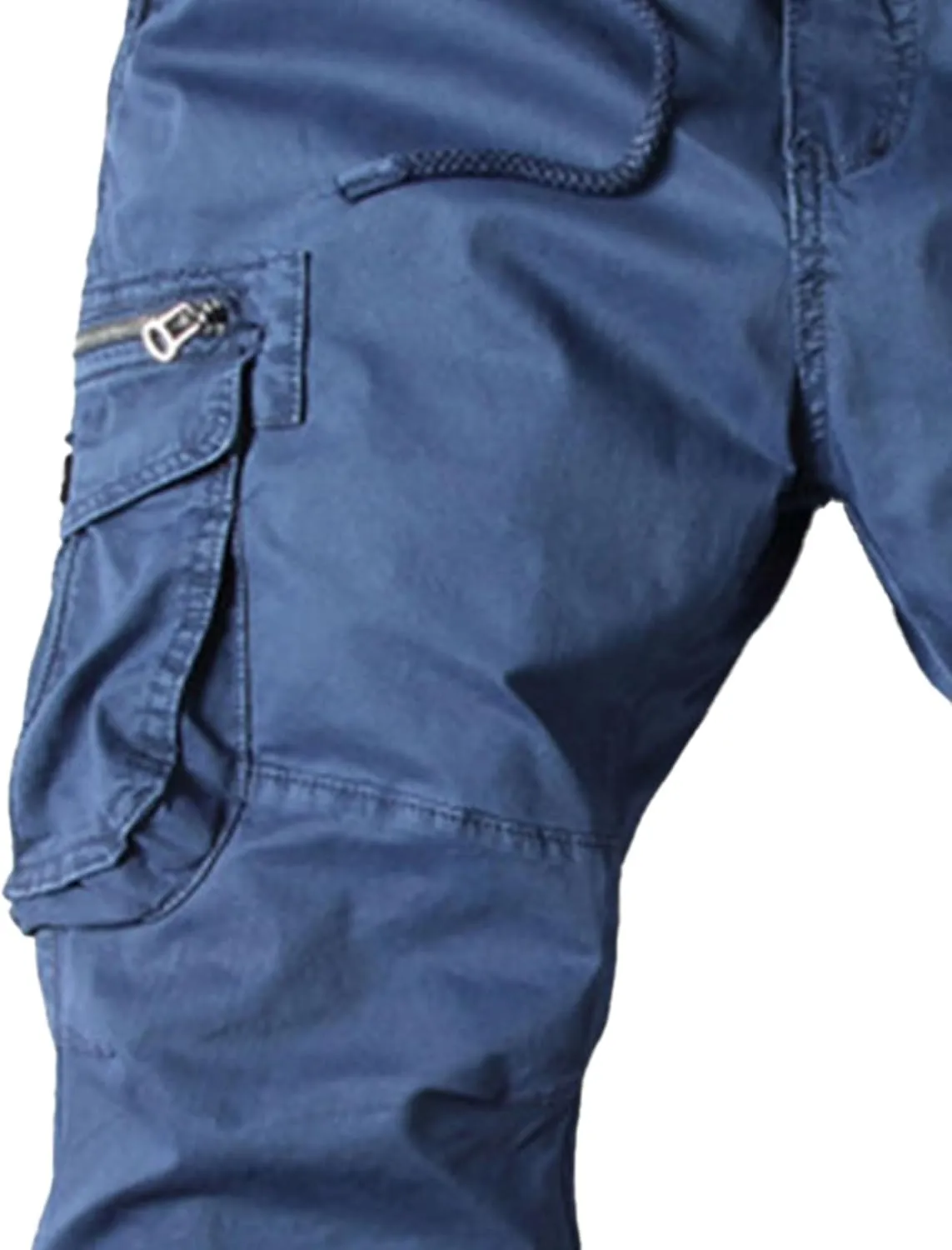 Drawstring Casual Cargo Pants for Men Multi-Pockets Military Cargo Trousers Lightweight Athletic Hiking Sweatpants