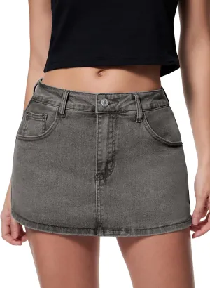 EMMIOL Women Denim Skort Skirt Stretchy Mid Waist Y2K Sexy Mini Skirts Dressy Casual Jean Skorts
