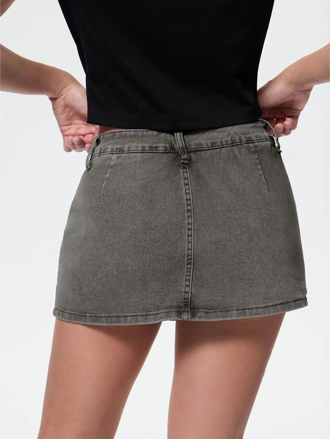 EMMIOL Women Denim Skort Skirt Stretchy Mid Waist Y2K Sexy Mini Skirts Dressy Casual Jean Skorts