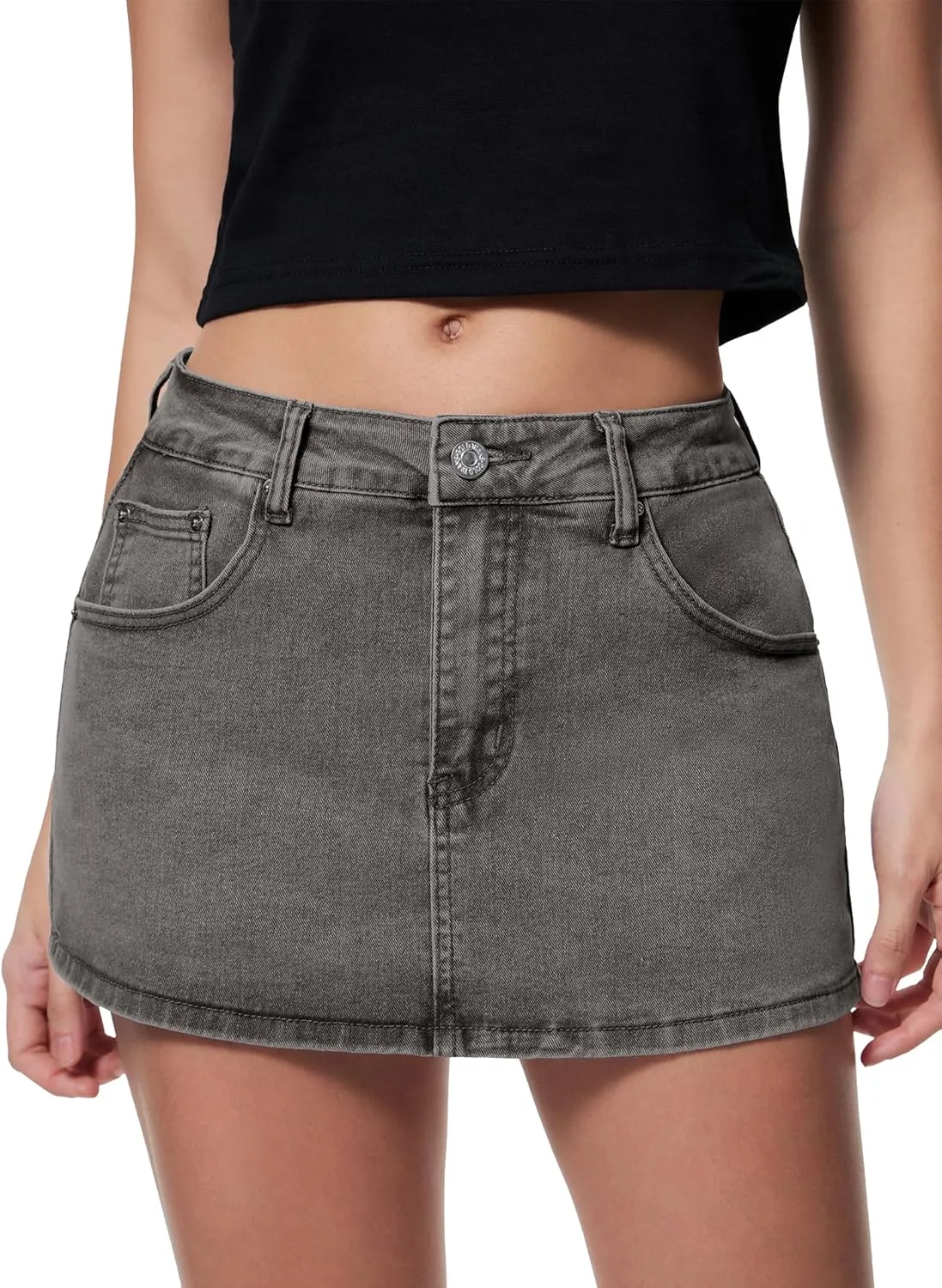 EMMIOL Women Denim Skort Skirt Stretchy Mid Waist Y2K Sexy Mini Skirts Dressy Casual Jean Skorts