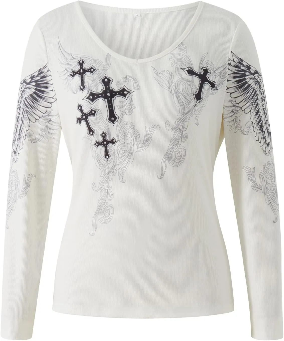 Fairy Grunge Clothes Long Sleeve Graphic Tees for Women Teen Girls Y2k Vintage Goth Top Emo Shirt 90s 2000s Clothing