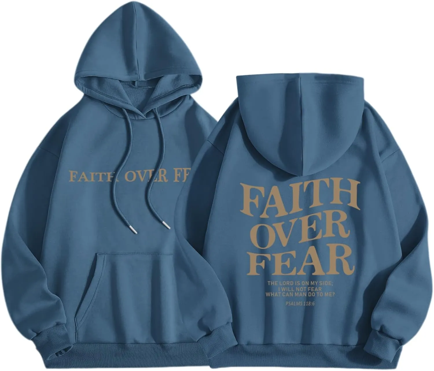 Faith Over Fear Hoodie for Women Christian Jesus Inspirational Sweatshirts Religious Oversized Graphic Pullover Tops