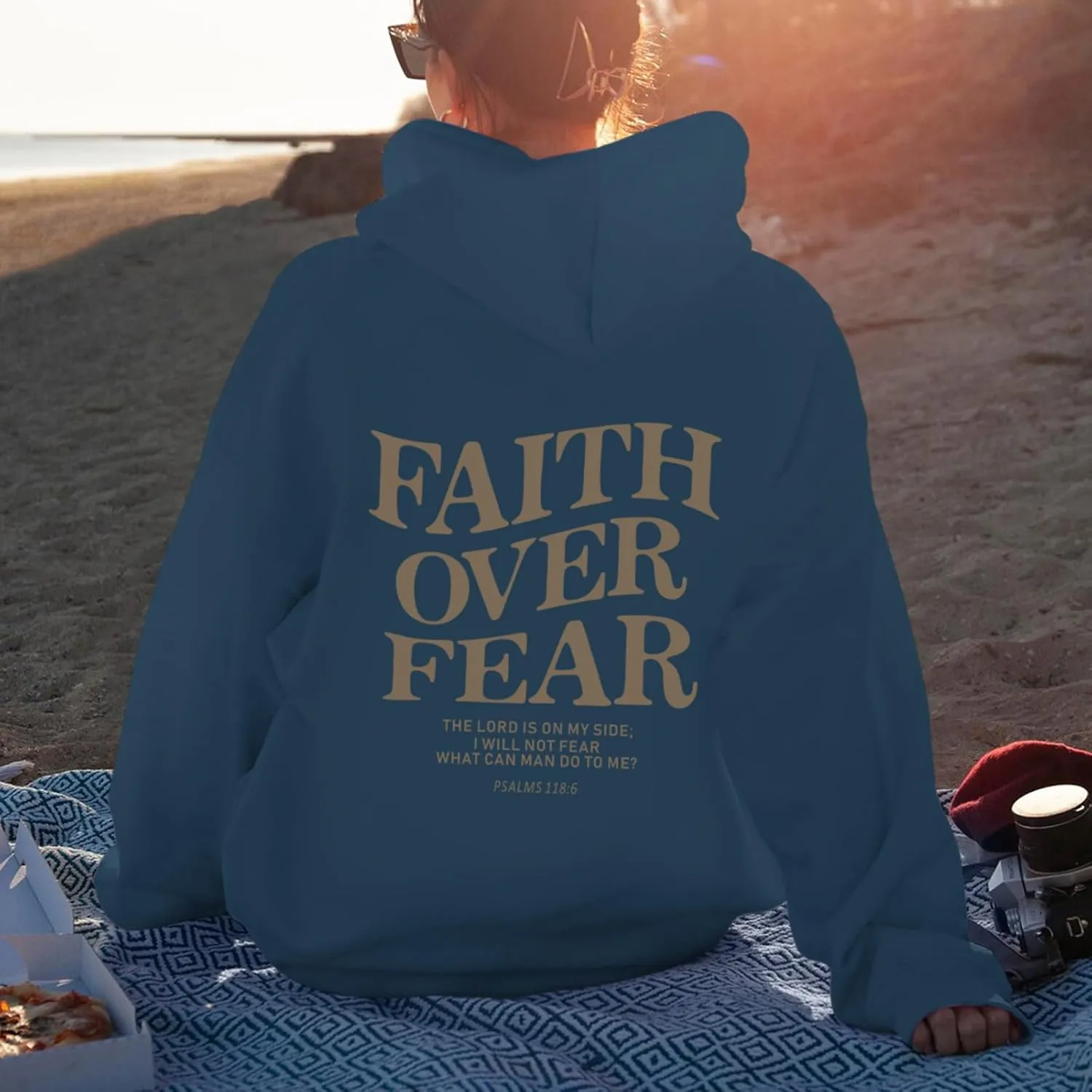 Faith Over Fear Hoodie for Women Christian Jesus Inspirational Sweatshirts Religious Oversized Graphic Pullover Tops