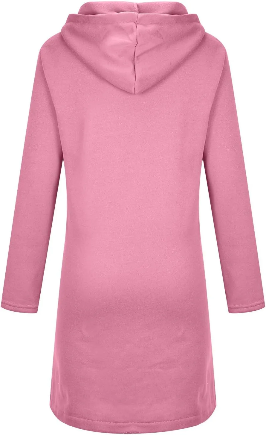 fartey Zip Up Hoodie Women Casual Oversized Long Hoodies Long Sleeve Drawstring Asymmetrical Tunic Sweatshirts With Pockets