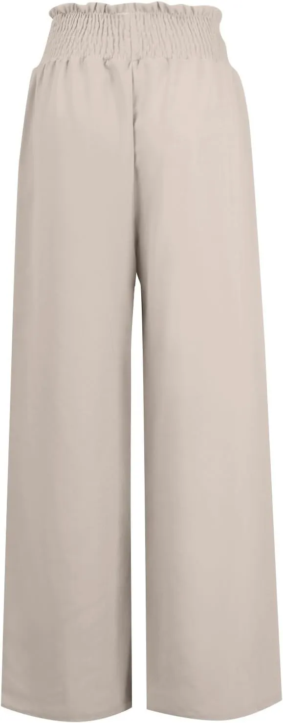 Flare Cropped Dress Pants for Women Casual Summer Wide Leg Linen Sports Trousers with Pockets HIgh Waist Vacation Pants