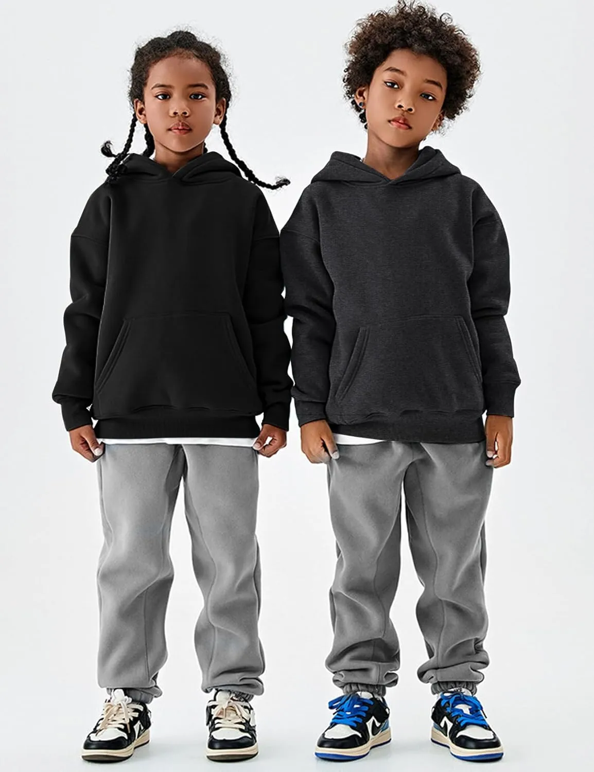 Flygo Unisex Boys Girls Fleece Lined Sherpa Hoodie Kids Warm Winter Hoodies Pullover Hooded Sweatshirt Sweater 4-13Y