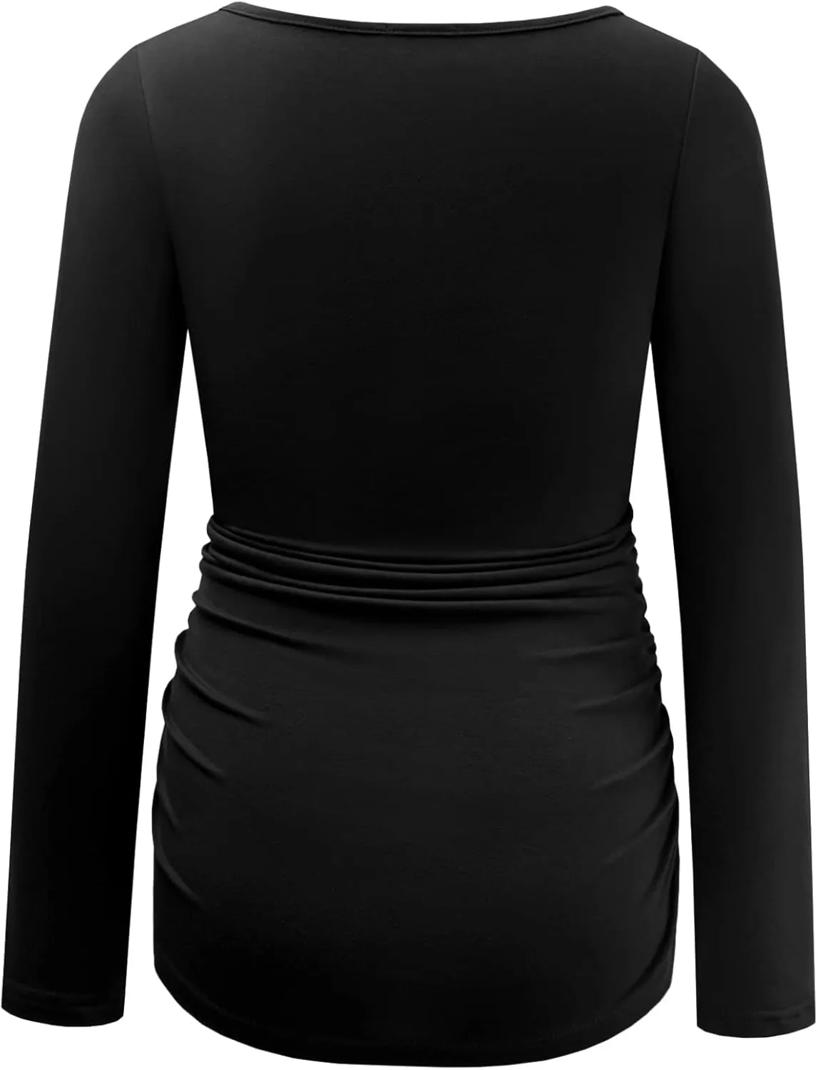 GINKANA Maternity Shirts Square Neck Slim Fit Tee Top Pregnancy Basic Long Sleeve Shirt for Daily Wear