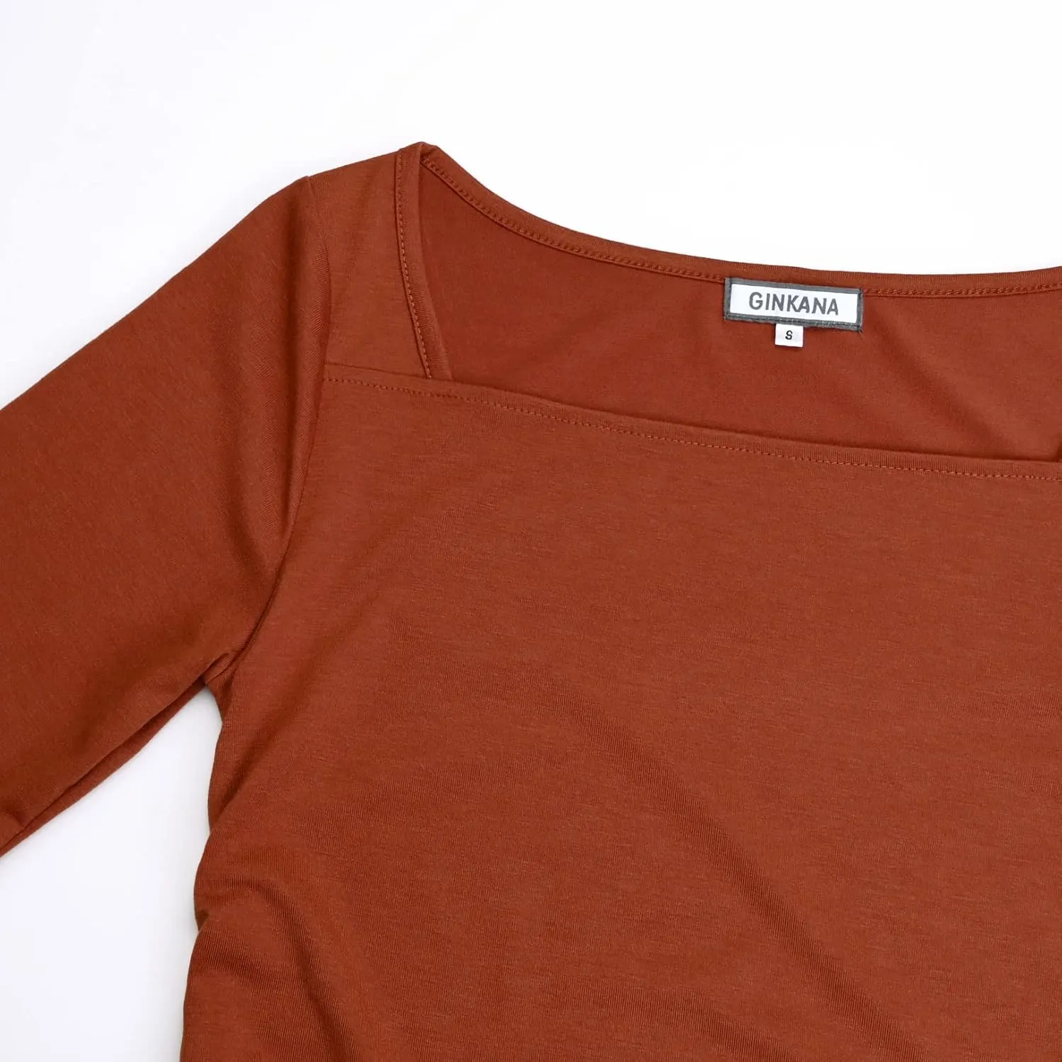 GINKANA Maternity Shirts Square Neck Slim Fit Tee Top Pregnancy Basic Long Sleeve Shirt for Daily Wear