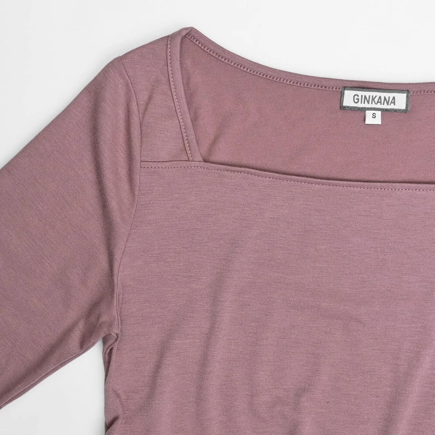 GINKANA Maternity Shirts Square Neck Slim Fit Tee Top Pregnancy Basic Long Sleeve Shirt for Daily Wear