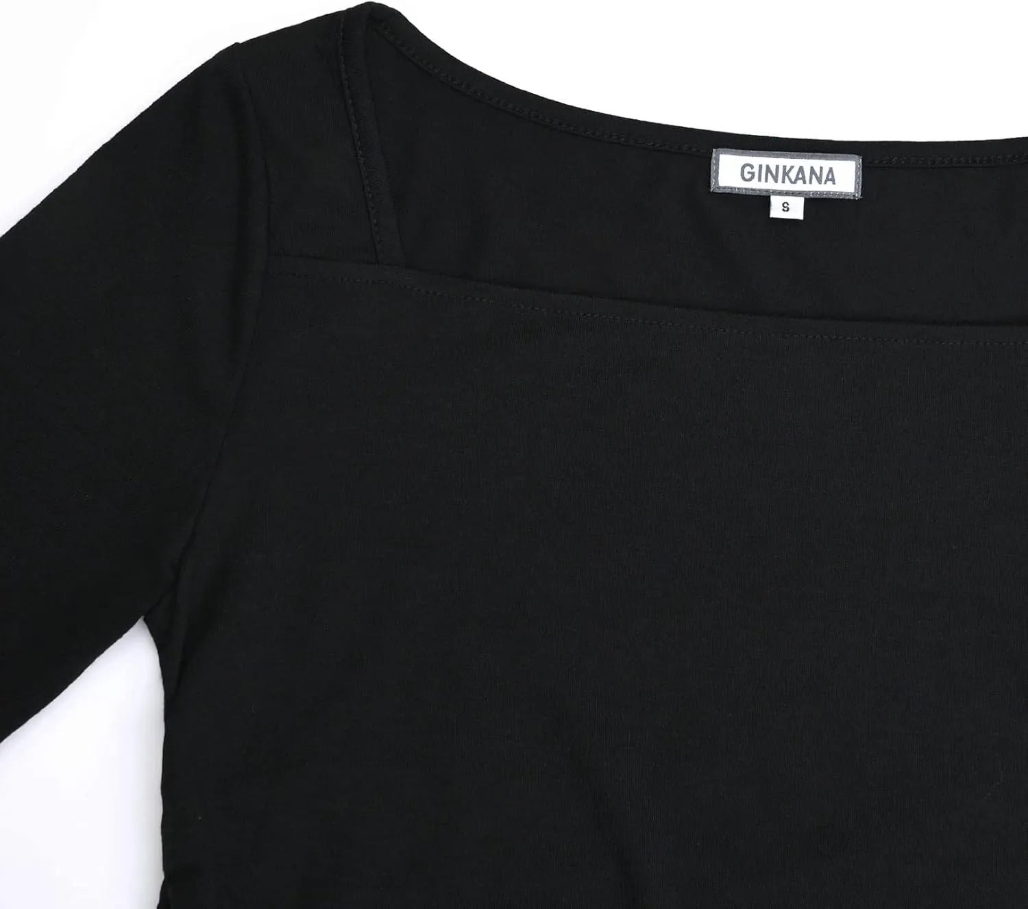 GINKANA Maternity Shirts Square Neck Slim Fit Tee Top Pregnancy Basic Long Sleeve Shirt for Daily Wear