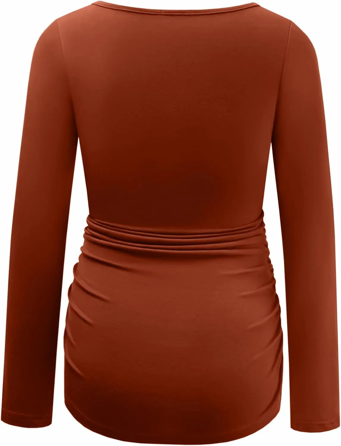 GINKANA Maternity Shirts Square Neck Slim Fit Tee Top Pregnancy Basic Long Sleeve Shirt for Daily Wear