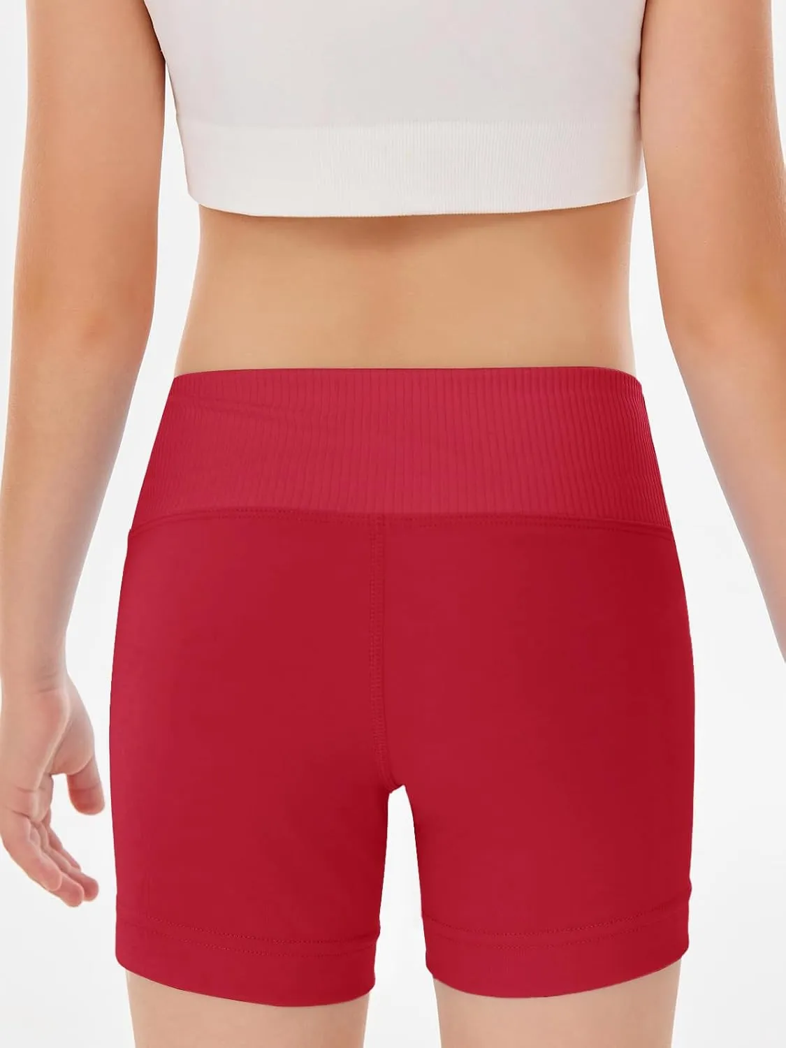 Girls Athletic Shorts Slim Tummy Control V Cross Waist Short Leggings Bike Dance Gymnastics Shorts